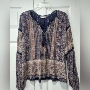 Lucky Brand Multicolor Boho Blouse, Size L